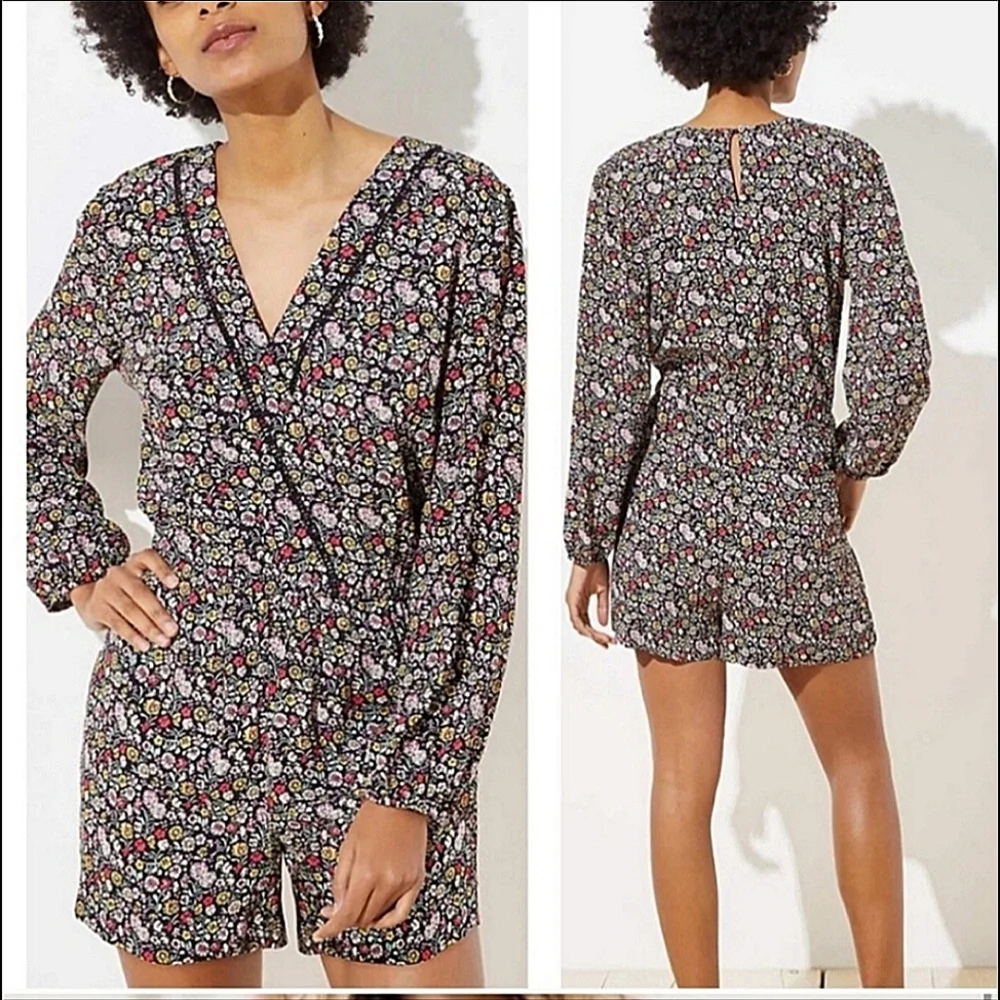 Loft Ditsy Floral Long Sleeve romper size S - Picture 6 of 6